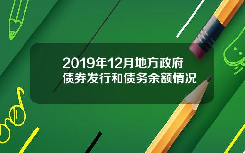 2019年12月地方政府债券发行和债务余额情况