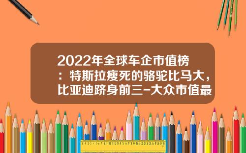 2022年全球车企市值榜:特斯拉瘦死的骆驼比马大,比亚迪跻身前三-大众市值最高多少【新闻】