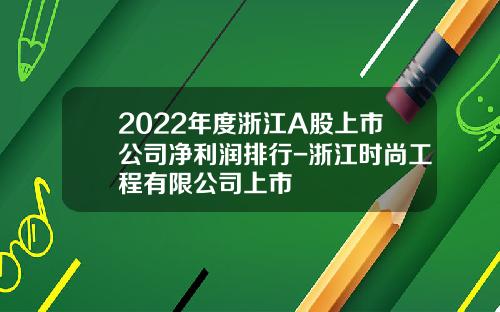 2022年度浙江A股上市公司净利润排行-浙江时尚工程有限公司上市