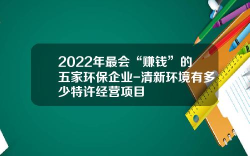 2022年最会“赚钱”的五家环保企业-清新环境有多少特许经营项目