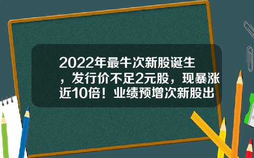 2022年最牛次新股诞生，发行价不足2元股，现暴涨近10倍！业绩预增次新股出炉，海上原油巨头预盈超1000亿-股票资讯资讯