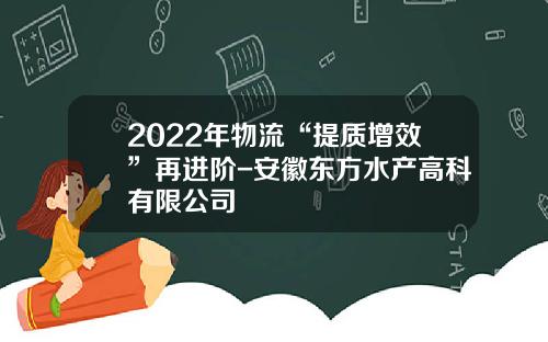 2022年物流“提质增效”再进阶-安徽东方水产高科有限公司