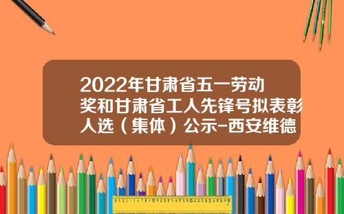 2022年甘肃省五一劳动奖和甘肃省工人先锋号拟表彰人选（集体）公示-西安维德风电设备有限公司