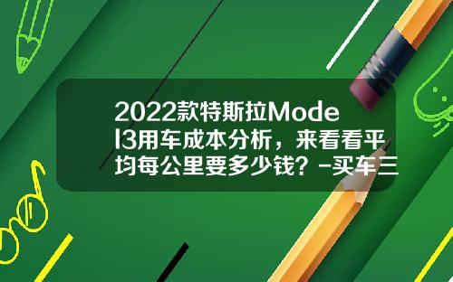 2022款特斯拉Model3用车成本分析，来看看平均每公里要多少钱？-买车三年分期光保险要多少钱【新闻】.