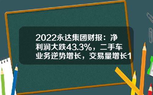2022永达集团财报：净利润大跌43.3%，二手车业务逆势增长，交易量增长12.9%-永达金融控股集团有限公司
