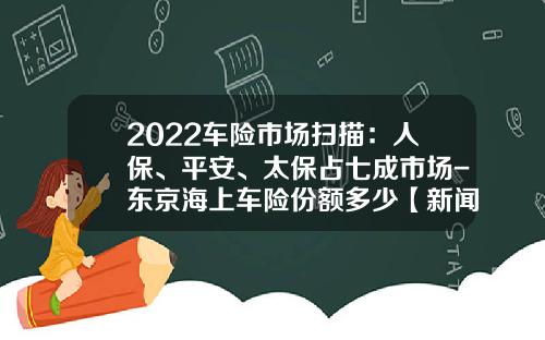 2022车险市场扫描：人保、平安、太保占七成市场-东京海上车险份额多少【新闻】.