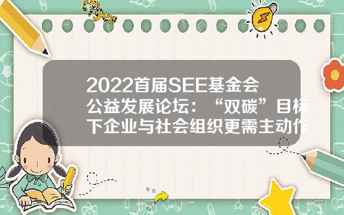 2022首届SEE基金会公益发展论坛：“双碳”目标下企业与社会组织更需主动作为-see基金会