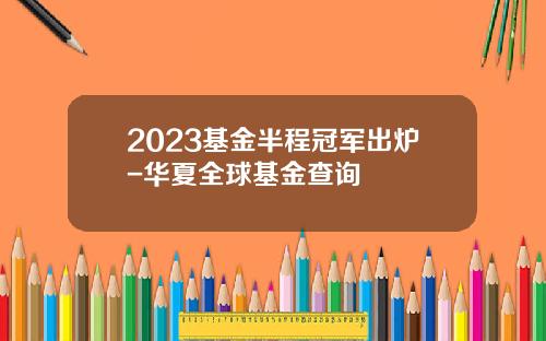 2023基金半程冠军出炉-华夏全球基金查询