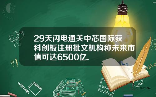 29天闪电通关中芯国际获科创板注册批文机构称未来市值可达6500亿.