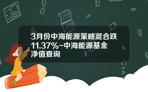 3月份中海能源策略混合跌11.37%-中海能源基金净值查询