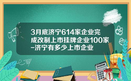 3月底济宁614家企业完成改制上市挂牌企业100家-济宁有多少上市企业