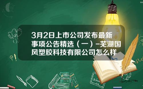 3月2日上市公司发布最新事项公告精选（一）-芜湖国风塑胶科技有限公司怎么样