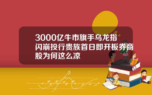 3000亿牛市旗手乌龙指闪崩投行贵族首日即开板券商股为何这么凉