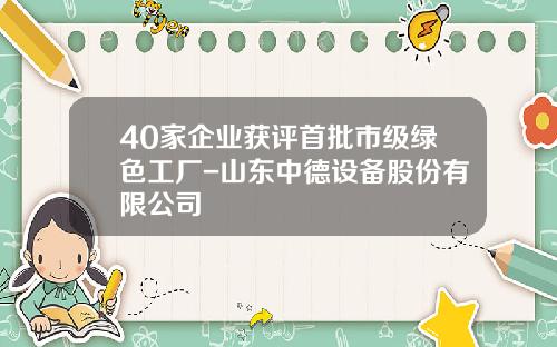 40家企业获评首批市级绿色工厂-山东中德设备股份有限公司