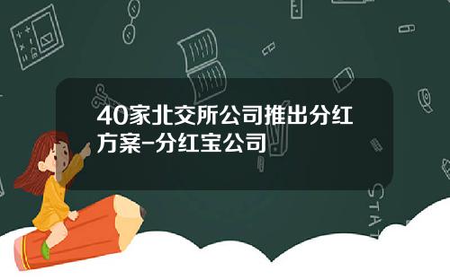 40家北交所公司推出分红方案-分红宝公司