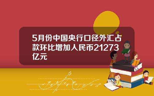 5月份中国央行口径外汇占款环比增加人民币21273亿元