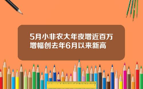 5月小非农大年夜增近百万增幅创去年6月以来新高