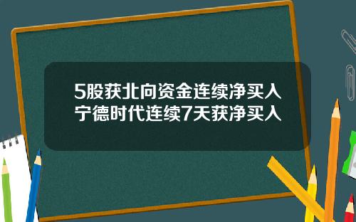 5股获北向资金连续净买入宁德时代连续7天获净买入