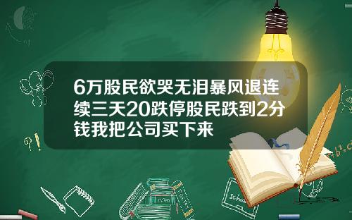 6万股民欲哭无泪暴风退连续三天20跌停股民跌到2分钱我把公司买下来