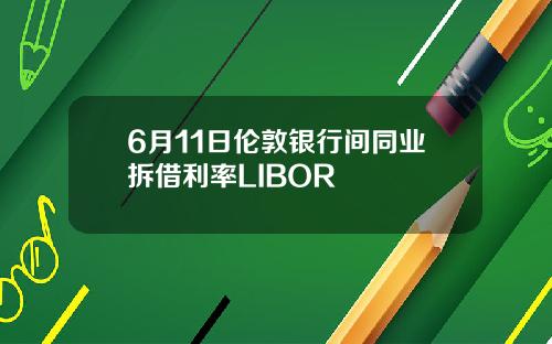 6月11日伦敦银行间同业拆借利率LIBOR