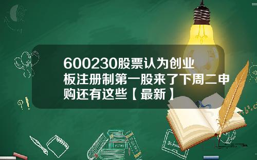 600230股票认为创业板注册制第一股来了下周二申购还有这些【最新】