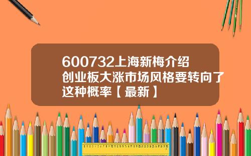 600732上海新梅介绍创业板大涨市场风格要转向了这种概率【最新】
