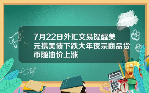7月22日外汇交易提醒美元携美债下跌大年夜宗商品货币随油价上涨