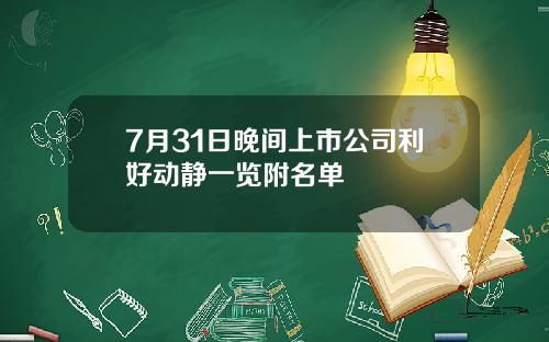 7月31日晚间上市公司利好动静一览附名单