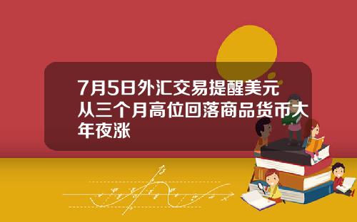 7月5日外汇交易提醒美元从三个月高位回落商品货币大年夜涨