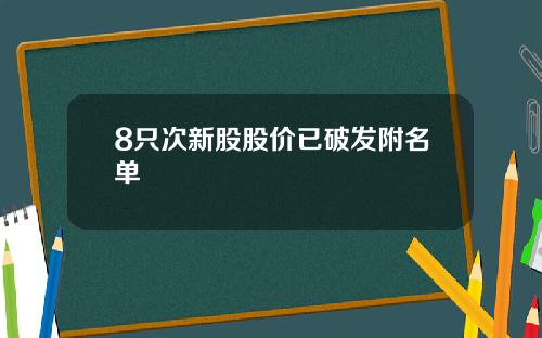 8只次新股股价已破发附名单