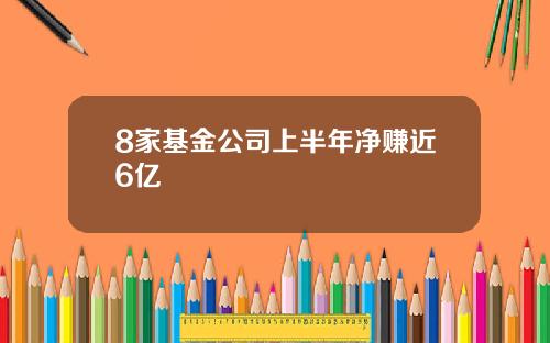 8家基金公司上半年净赚近6亿
