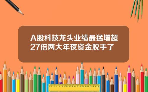 A股科技龙头业绩最猛增超27倍两大年夜资金脱手了