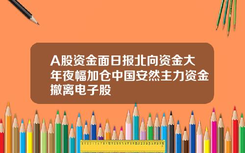A股资金面日报北向资金大年夜幅加仓中国安然主力资金撤离电子股