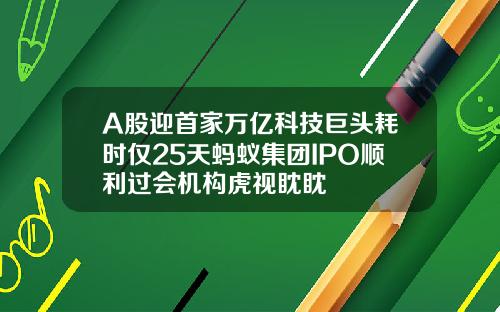 A股迎首家万亿科技巨头耗时仅25天蚂蚁集团IPO顺利过会机构虎视眈眈
