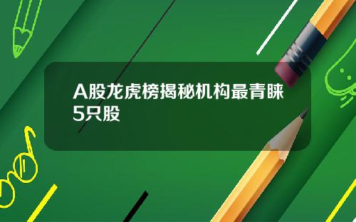 A股龙虎榜揭秘机构最青睐5只股