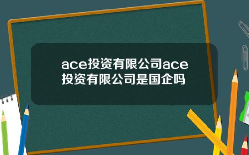 ace投资有限公司ace投资有限公司是国企吗