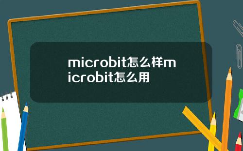microbit怎么样microbit怎么用