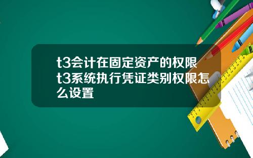 t3会计在固定资产的权限t3系统执行凭证类别权限怎么设置