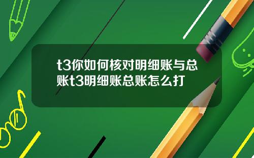 t3你如何核对明细账与总账t3明细账总账怎么打