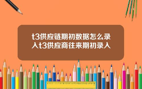t3供应链期初数据怎么录入t3供应商往来期初录入