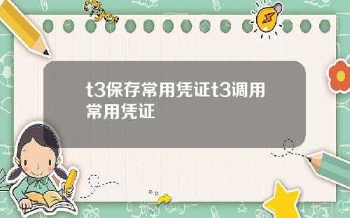 t3保存常用凭证t3调用常用凭证