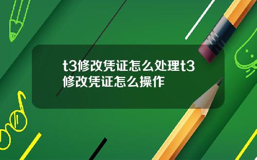 t3修改凭证怎么处理t3修改凭证怎么操作