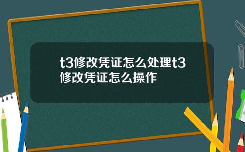 t3修改凭证怎么处理t3修改凭证怎么操作