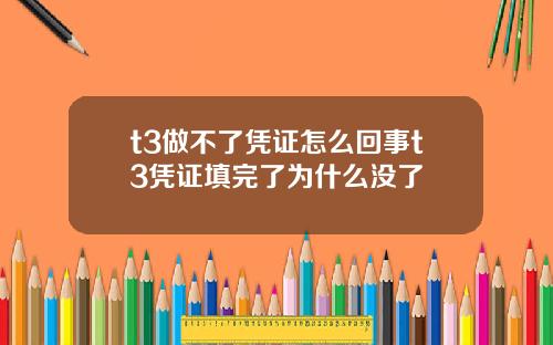 t3做不了凭证怎么回事t3凭证填完了为什么没了