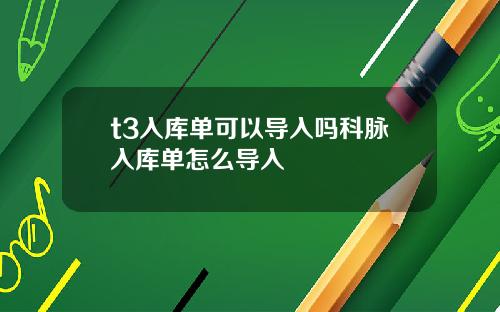 t3入库单可以导入吗科脉入库单怎么导入