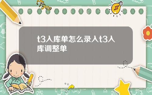 t3入库单怎么录入t3入库调整单