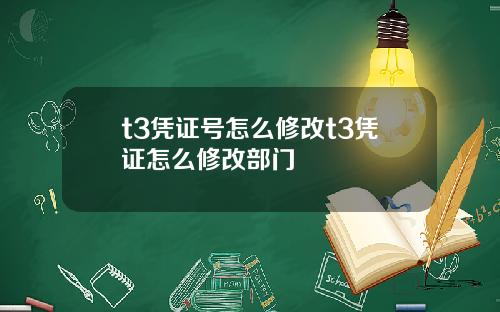 t3凭证号怎么修改t3凭证怎么修改部门