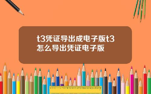 t3凭证导出成电子版t3怎么导出凭证电子版