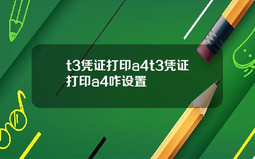 t3凭证打印a4t3凭证打印a4咋设置