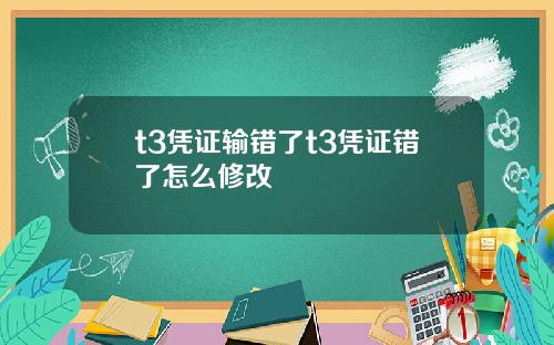t3凭证输错了t3凭证错了怎么修改